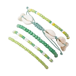 5Pcs 4 Styles Glass Seed Beaded Bracelet Set & 1 Pcs Shell Beads Bracelets&nbsp;BJEW-TA00587-02