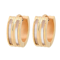 Stripe 304 Stainless Steel Shell Hoop Earrings for Women&nbsp;EJEW-L307-11G