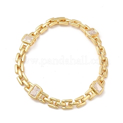 Glass Rectangle Link Chain Bracelet with Panther Chains&nbsp;BJEW-I309-01