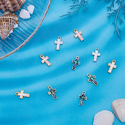 10Pcs 5 Colors Brass Dyed Natural Shell Cross Charms&nbsp;KK-GO0002-29