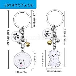 WEWAYSMILE 2 pcs Dog Keychain Car Keychain Pet Pendant Key-Ring Lovely Dog Key-ring Portable Metal Keychain Gift for Pet Lover Birthday Puppy Theme Party Supplies (Bichon Frise)&nbsp;JX798A