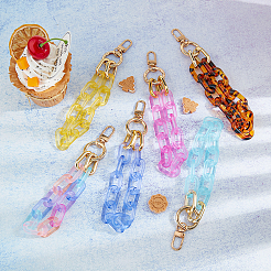 6Pcs 6 Colors Transparent Acrylic Cable Chain Wristlet Straps&nbsp;HJEW-FH0001-24