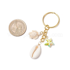 Synthetic Turquoise with Natural Mixed Cowrie Shell Keychain&nbsp;KEYC-JKC01266