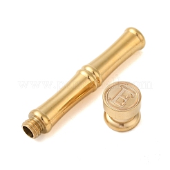 Golden Tone Brass Wax Seal Stamp Head with Bamboo Stick Shaped Handle&nbsp;LS-STAM-K001-05G-E