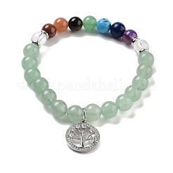 Natural Green Aventurine Round Beaded Chakra Stretch Bracelets&nbsp;BJEW-K251-01B