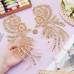 Polyester with Glitter Embroidery Sew On Clothing Patches&nbsp;PATC-WH0024-010