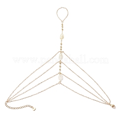 Leaf 304 Stainless Steel Multi Layered Link ChainToe Ring Anklets for Women&nbsp;AJEW-AN00666