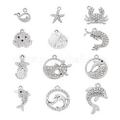 12Pcs 12 Styles Alloy Rhinestone Pendants&nbsp;FIND-TAD0001-02