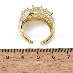 Brass Micro Pave Cubic Zirconia Cuff Open Rings for Women&nbsp;RJEW-L343-13G-03