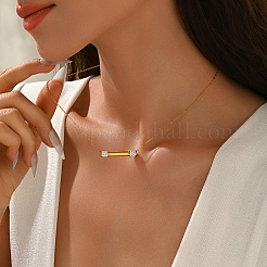 Stainless Steel Crystal Rhinestone Bar Pendant Necklaces for Women Daily Wear&nbsp;UA6063