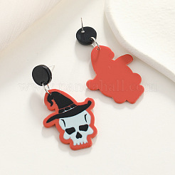 Acrylic Skull Dangle Stud Earrings&nbsp;WK7699