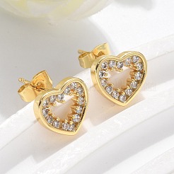 Brass Micro Pave Clear Cubic Zirconia Stud Earrings&nbsp;EJEW-C139-07G
