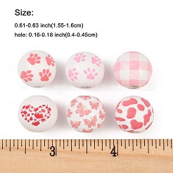 30Pcs 6 Styles Easter Theme Printed Wood European Beads&nbsp;WOOD-FP0001-06