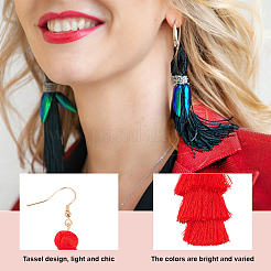 6 Pairs 6 Colors Bohemian Polyester Long Tassel Dangle Earrings with Iron Pins for Women&nbsp;EJEW-AN0003-97
