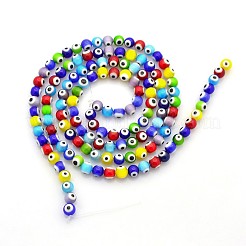 Handmade Evil Eye Lampwork Round Bead Strands&nbsp;LAMP-J031-6mm-M
