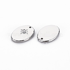 304 Stainless Steel Micro Pave Clear Cubic Zirconia Charms&nbsp;STAS-N097-094P-NR