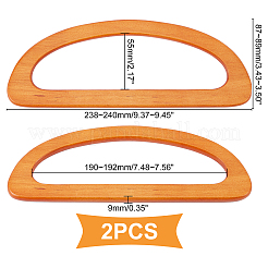 2Pcs D-shape Wooden Bag Handles&nbsp;DIY-WR0001-13B
