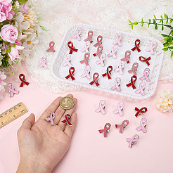 40Pcs 2 Colors AIDS/Breast Cancer Awareness Ribbon Enamel Pins&nbsp;JEWB-ME0001-23
