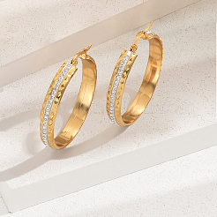 Classic 201 Stainless Steel Clear Cubic Zirconia Hoop Earrings&nbsp;VE3751