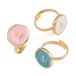 304 Stainless Steel Enamel Open Cuff Rings for Women&nbsp;RJEW-K301-06C