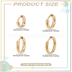 8Pcs 4 Styles 304 Stainless Steel Hoop Earrings for Women&nbsp;EJEW-LP0001-34G