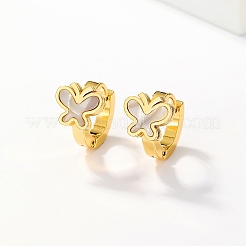 Butterfly 201 Stainless Steel Acrylic Shell Hoop Earrings for Women&nbsp;JF2774-1