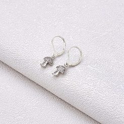 Clear Cubic Zirconia Mushroom Dangle Leverback Earrings&nbsp;EJEW-SW00011-25