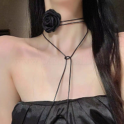 1Pc Gothic Polyester Rose Flower Collar Choker Necklaces for Women Bride Wedding Party&nbsp;NJEW-CN0001-22
