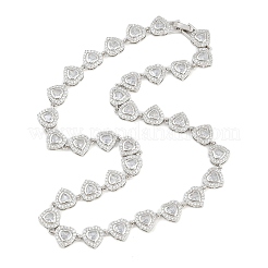 Brass Pave Clear Cubic Zirconia Heart Tennis Necklaces&nbsp;KK-CBA4547-17A-P
