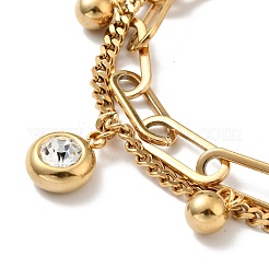 Crystal Rhinestone and Round Ball Charm Multi-strand Bracelet&nbsp;BJEW-G639-15G