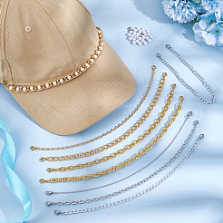 10Pcs 10 Styles Aluminium Curb Chains & ABS Plastic Imitation Pearl Baseball Cap Chain Sets&nbsp;AJEW-UN00033