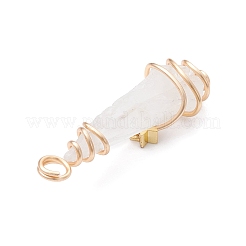 Electroplated Natural Quartz Crystal Dyed Copper Wire Wrapped Pendants&nbsp;PALLOY-JF02326-01
