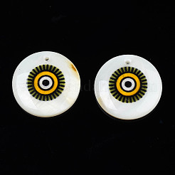 Printed Freshwater Shell Charms&nbsp;SHEL-T009-20A