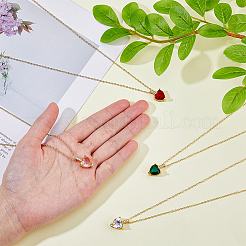 4Pcs 4 Colors Brass Micro Pave Cubic Zirconia Heart Pendant Necklaces Set&nbsp;NJEW-FI0001-58