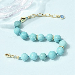 Natural Magnesite Round Beaded Bracelets for Women&nbsp;BJEW-A170-01G
