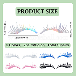 10 Pairs 5 Colors Eyelash Shape Waterproof PVC Picture Stickers&nbsp;DIY-HY0003-04