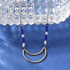 304 Stainless Steel & Blue Glass Beads Pendant Necklaces for Women&nbsp;NJEW-A045-26A-G
