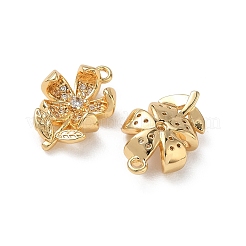 Brass Micro Pave Clear Cubic Zirconia Pendants&nbsp;KK-P355-02G