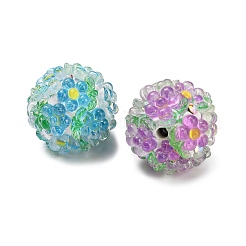 Flower with Round Polymer Clay Rhinestone Beads&nbsp;RESI-Z045-08