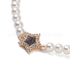 Brass Pave Clear Cubic Zirconia Star Link Chain Bracelets&nbsp;BJEW-M321-01C