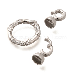 925 Sterling Silver Micro Pave Clear Cubic Zirconia Fold Over Clasps&nbsp;STER-B006-06P