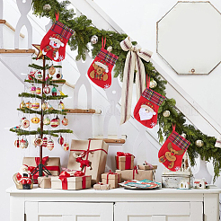 12Pcs 4 Styles Cloth Christmas Stocking Gift Bag Pendant Decoration&nbsp;FIND-SP0020-60C