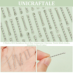 120Pcs 3 Styles 304 Stainless Steel Bar Connector Charms&nbsp;STAS-UN0056-26