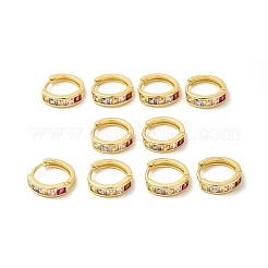 Cubic Zirconia Rectangle Hoop Earrings&nbsp;EJEW-E270-25G