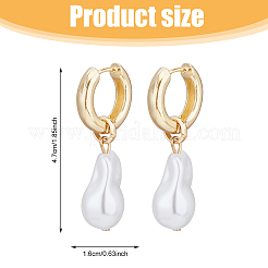 1 Pair ABS Plastic Pearl Dangle Hoop Earrings&nbsp;EJEW-FI0002-20