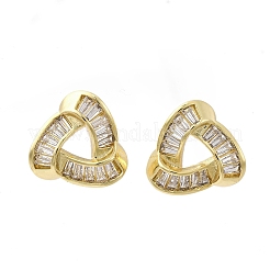Triangle Brass Micro Pave Clear Cubic Zirconia Stud Earrings&nbsp;EJEW-F373-01G