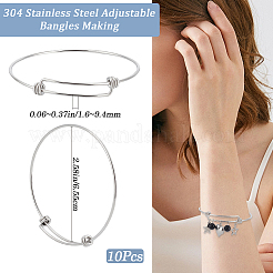 10Pcs Adjustable 304 Stainless Steel Bangles Making &nbsp;MAK-BBC0001-16