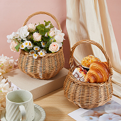 2Pcs Straw Braided Flower Baskets with Handle&nbsp;AJEW-WH0752-560