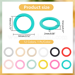 12Pcs 12 Colors Ring Silicone Beads&nbsp;SIL-PH0001-21