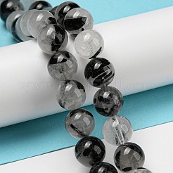 Grade A Natural Tourmalinated Quartz/Black Rutilated Quartz Beads Strands&nbsp;G-R494-A06-04